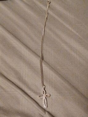Silver Cross Pendant Necklace - Silver
